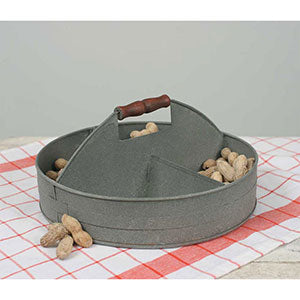 Divided Tray with Wood Handle