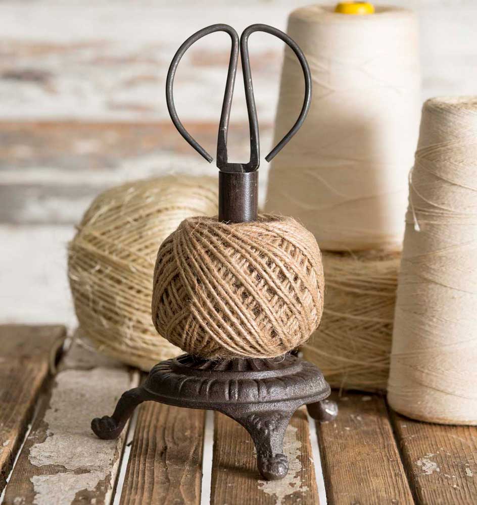 Cast Iron Telkin Twine and Scissor Set