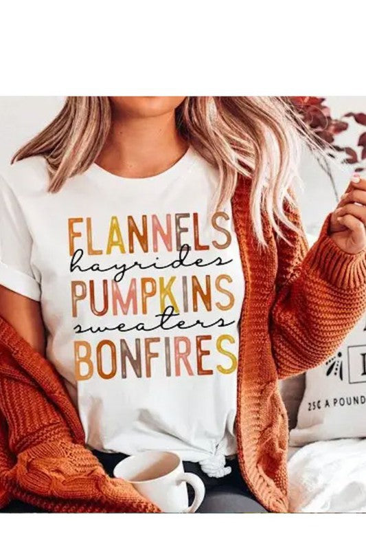Flannels Hayrides Fall Graphic Tee